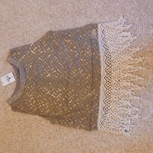 NWT ASTR Metallic Gold Taupe Sleeveless Crochet Blouse Tank Top size XS